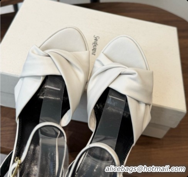 Sophisticated Saint Laurent Franciane Platform Sandals in Smooth Leather White 6081902 2026