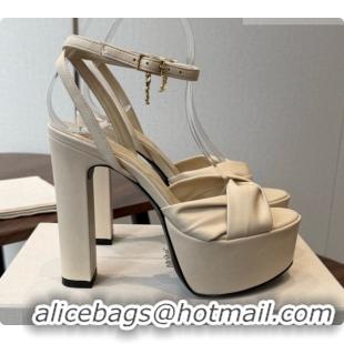 Buy Luxury Saint Laurent Franciane Platform Sandals in Smooth Leather Beige 6081904 2026