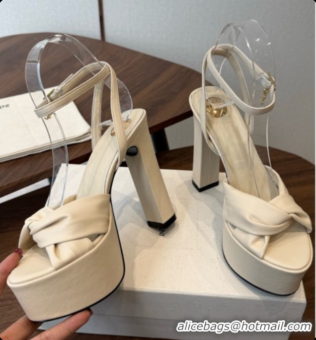 Buy Luxury Saint Laurent Franciane Platform Sandals in Smooth Leather Beige 6081904 2026