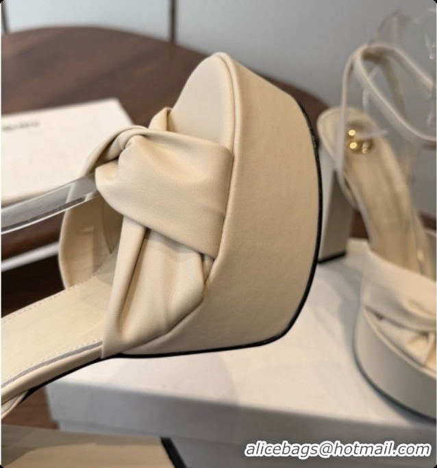 Buy Luxury Saint Laurent Franciane Platform Sandals in Smooth Leather Beige 6081904 2026