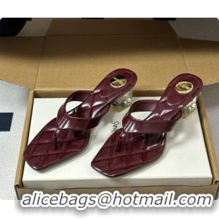 Best Grade Saint Laurent SIP Sandals in Smooth Shiny Leather 4.5cm Heel Burgundy 6081921 2026