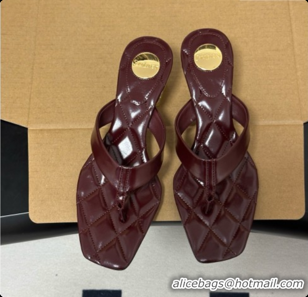 Best Grade Saint Laurent SIP Sandals in Smooth Shiny Leather 4.5cm Heel Burgundy 6081921 2026