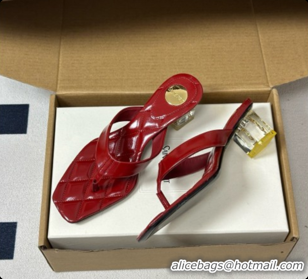 Low Cost Saint Laurent SIP Sandals in Smooth Shiny Leather 4.5cm Heel Red 6081922 2026