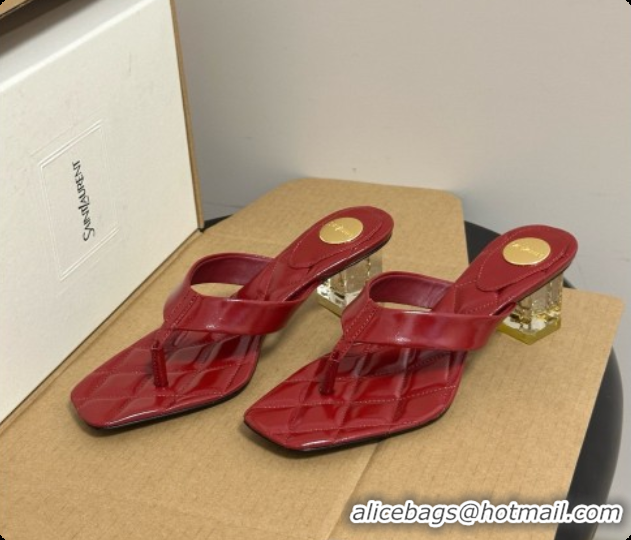 Low Cost Saint Laurent SIP Sandals in Smooth Shiny Leather 4.5cm Heel Red 6081922 2026