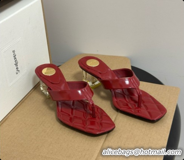 Low Cost Saint Laurent SIP Sandals in Smooth Shiny Leather 4.5cm Heel Red 6081922 2026