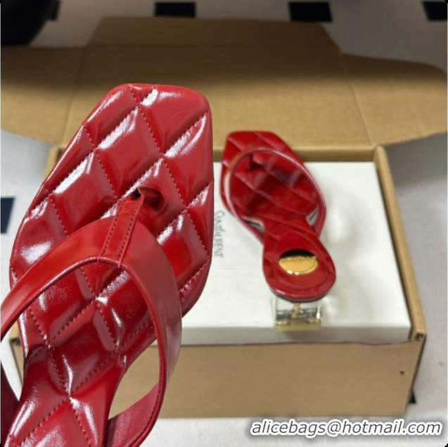 Low Cost Saint Laurent SIP Sandals in Smooth Shiny Leather 4.5cm Heel Red 6081922 2026