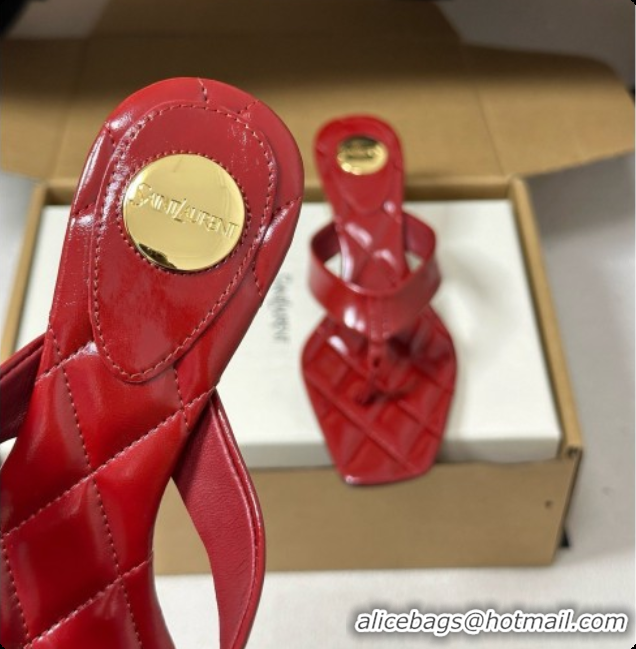 Low Cost Saint Laurent SIP Sandals in Smooth Shiny Leather 4.5cm Heel Red 6081922 2026