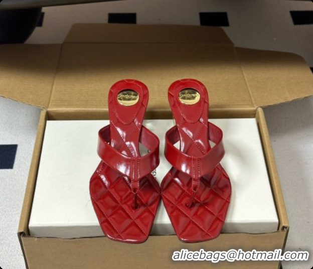Low Cost Saint Laurent SIP Sandals in Smooth Shiny Leather 4.5cm Heel Red 6081922 2026