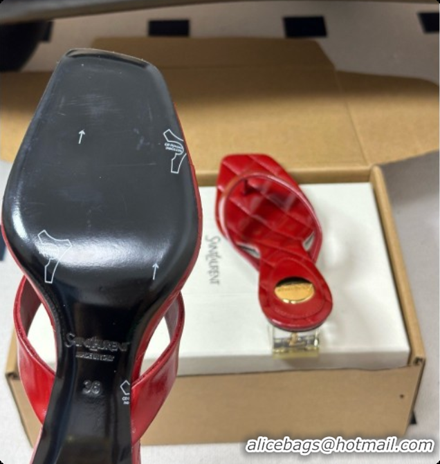 Low Cost Saint Laurent SIP Sandals in Smooth Shiny Leather 4.5cm Heel Red 6081922 2026