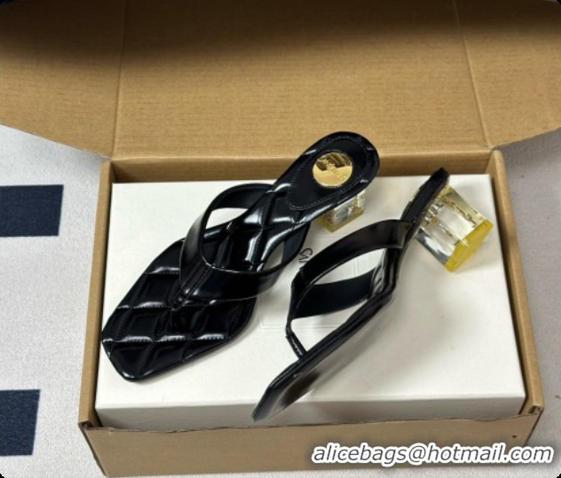 Good Quality Saint Laurent SIP Sandals in Smooth Shiny Leather 4.5cm Heel Black 6081923 2026