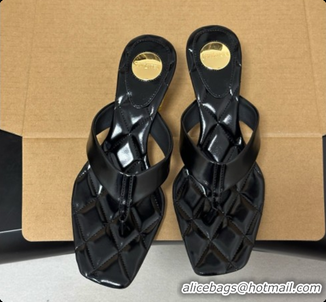 Good Quality Saint Laurent SIP Sandals in Smooth Shiny Leather 4.5cm Heel Black 6081923 2026