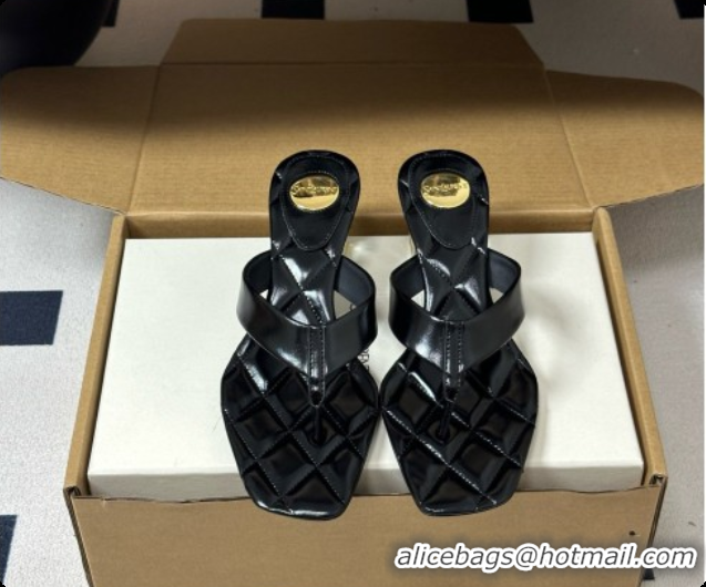 Good Quality Saint Laurent SIP Sandals in Smooth Shiny Leather 4.5cm Heel Black 6081923 2026