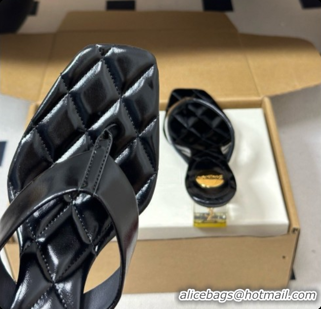 Good Quality Saint Laurent SIP Sandals in Smooth Shiny Leather 4.5cm Heel Black 6081923 2026