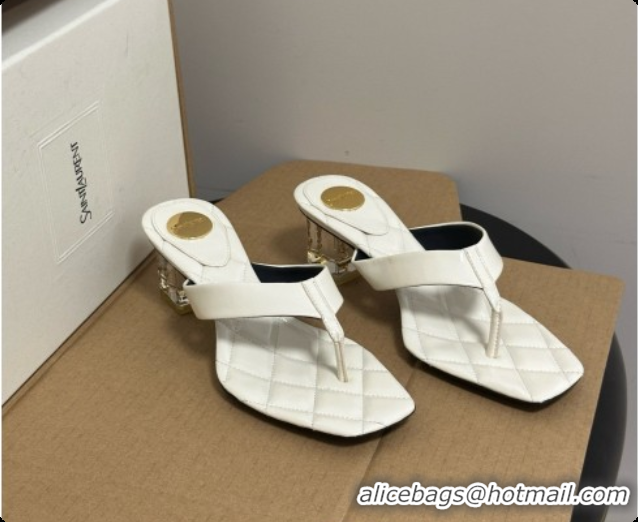Sophisticated Saint Laurent SIP Sandals in Smooth Shiny Leather 4.5cm Heel White 6081920 2026