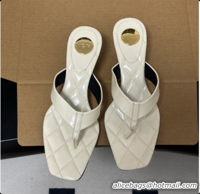 Sophisticated Saint Laurent SIP Sandals in Smooth Shiny Leather 4.5cm Heel White 6081920 2026