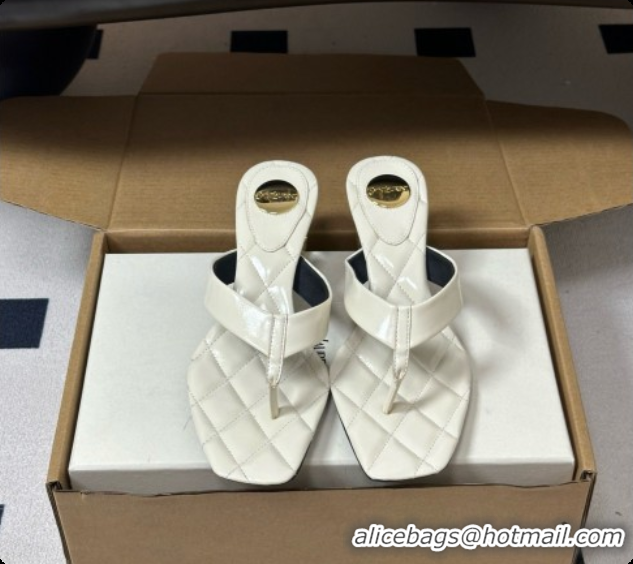 Sophisticated Saint Laurent SIP Sandals in Smooth Shiny Leather 4.5cm Heel White 6081920 2026