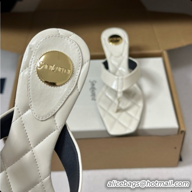 Sophisticated Saint Laurent SIP Sandals in Smooth Shiny Leather 4.5cm Heel White 6081920 2026