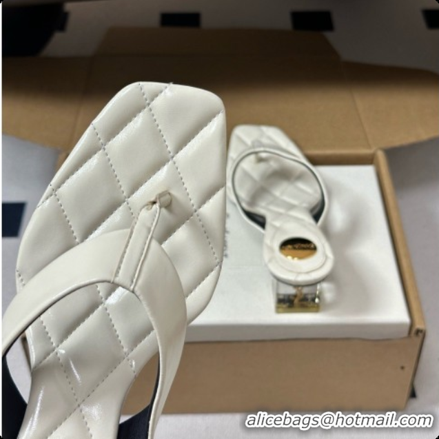 Sophisticated Saint Laurent SIP Sandals in Smooth Shiny Leather 4.5cm Heel White 6081920 2026