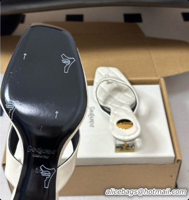 Sophisticated Saint Laurent SIP Sandals in Smooth Shiny Leather 4.5cm Heel White 6081920 2026