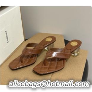 Low Price Saint Laurent SIP Sandals in Smooth Shiny Leather 4.5cm Heel Brown 6081924 2026