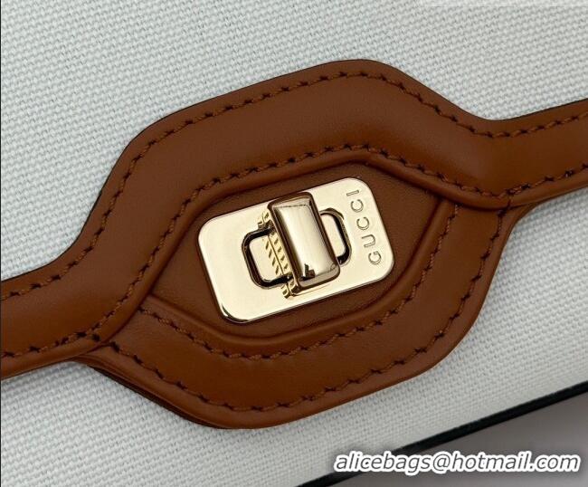 Super Quality Gucci Luce Canvas Small Shoulder Bag 786027 White/Brown 2026