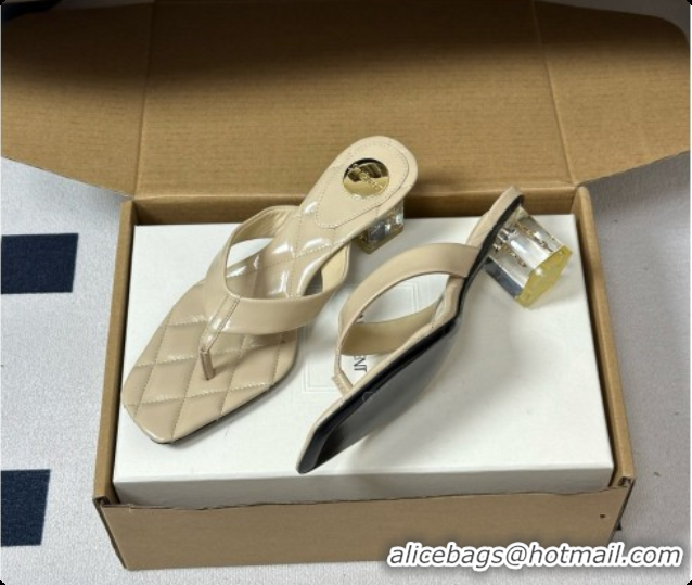 Sumptuous Saint Laurent SIP Sandals in Smooth Shiny Leather 4.5cm Heel Beige 6081925 2026