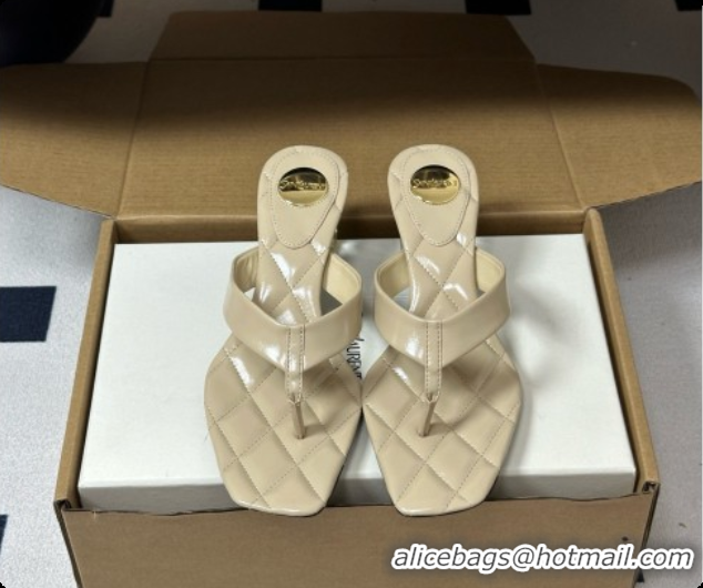 Sumptuous Saint Laurent SIP Sandals in Smooth Shiny Leather 4.5cm Heel Beige 6081925 2026
