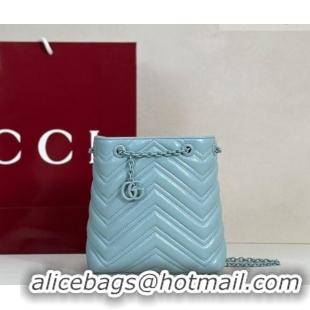 Inexpensive Gucci GG Marmont Leather nano bucket bag 856404 Ice Blue 2026