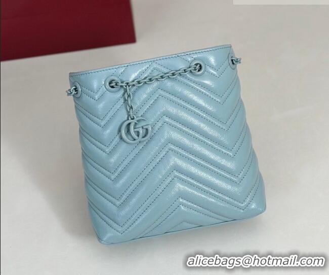 Inexpensive Gucci GG Marmont Leather nano bucket bag 856404 Ice Blue 2026