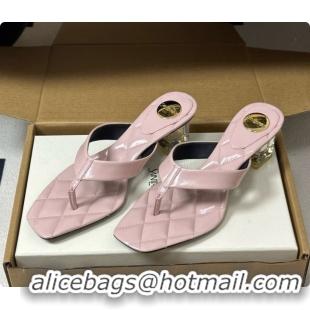 Luxurious Saint Laurent SIP Sandals in Smooth Shiny Leather 4.5cm Heel Pink 6081926 2026