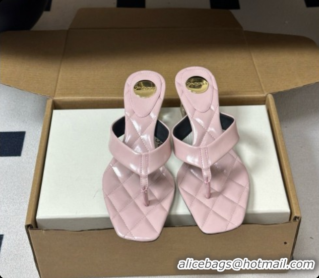 Luxurious Saint Laurent SIP Sandals in Smooth Shiny Leather 4.5cm Heel Pink 6081926 2026