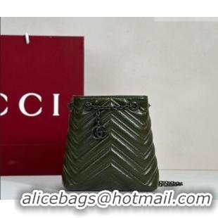 Inexpensive Gucci GG Marmont Leather nano bucket bag 856404 Forest Green 2026