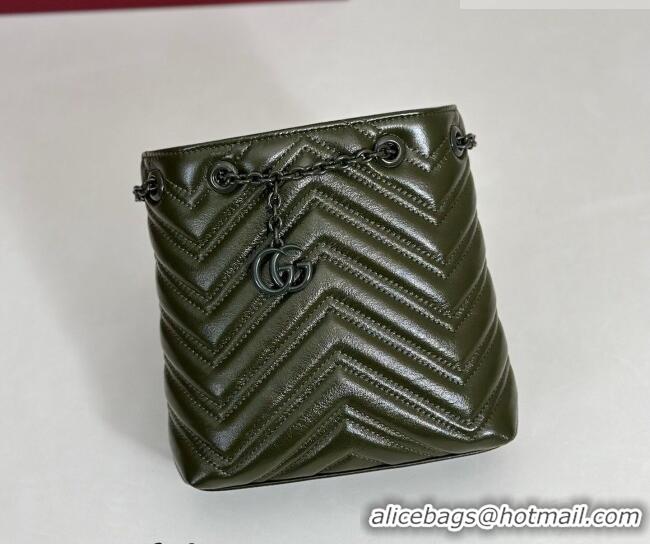 Inexpensive Gucci GG Marmont Leather nano bucket bag 856404 Forest Green 2026