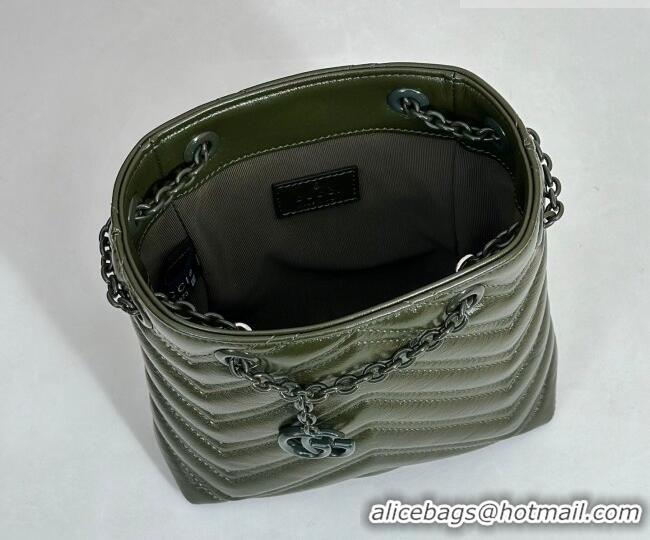 Inexpensive Gucci GG Marmont Leather nano bucket bag 856404 Forest Green 2026