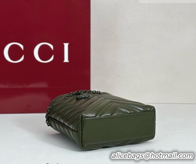 Inexpensive Gucci GG Marmont Leather nano bucket bag 856404 Forest Green 2026
