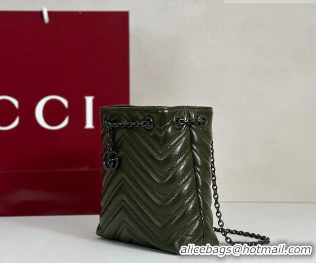 Inexpensive Gucci GG Marmont Leather nano bucket bag 856404 Forest Green 2026