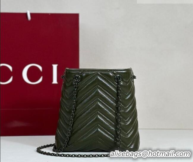 Inexpensive Gucci GG Marmont Leather nano bucket bag 856404 Forest Green 2026