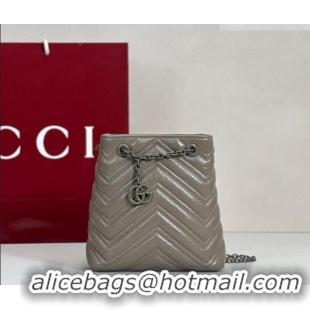 Super Quality Gucci GG Marmont Leather nano bucket bag 856404 Grey 2026