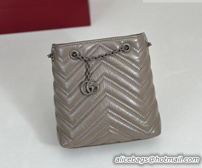 Super Quality Gucci GG Marmont Leather nano bucket bag 856404 Grey 2026