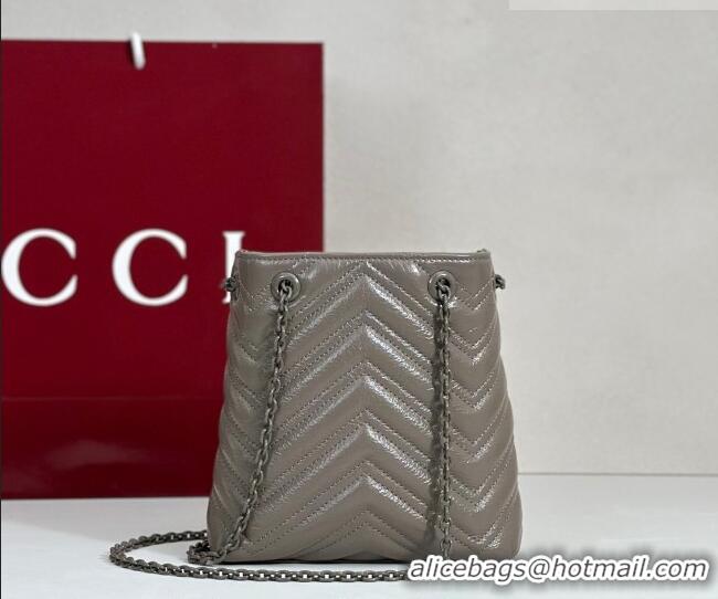 Super Quality Gucci GG Marmont Leather nano bucket bag 856404 Grey 2026