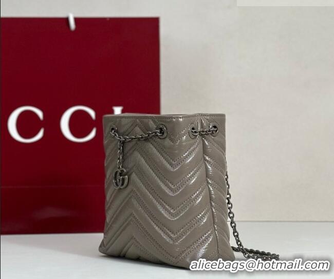 Super Quality Gucci GG Marmont Leather nano bucket bag 856404 Grey 2026