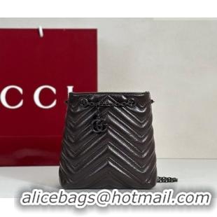 Top Design Gucci GG Marmont Leather nano bucket bag 856404 Dark Chocolate 2026