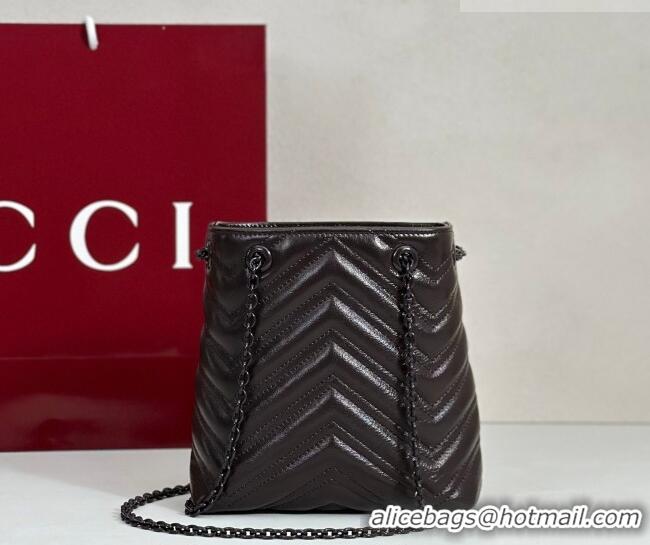 Top Design Gucci GG Marmont Leather nano bucket bag 856404 Dark Chocolate 2026