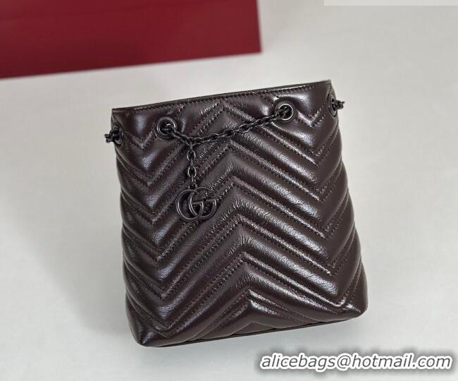 Top Design Gucci GG Marmont Leather nano bucket bag 856404 Dark Chocolate 2026