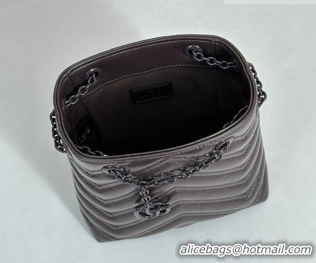 Top Design Gucci GG Marmont Leather nano bucket bag 856404 Dark Chocolate 2026