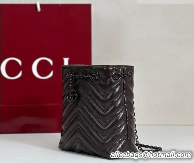 Top Design Gucci GG Marmont Leather nano bucket bag 856404 Dark Chocolate 2026