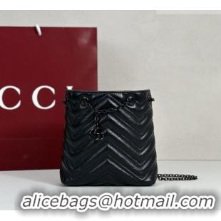 Best Grade Gucci GG Marmont Leather nano bucket bag 856404 Black 2026