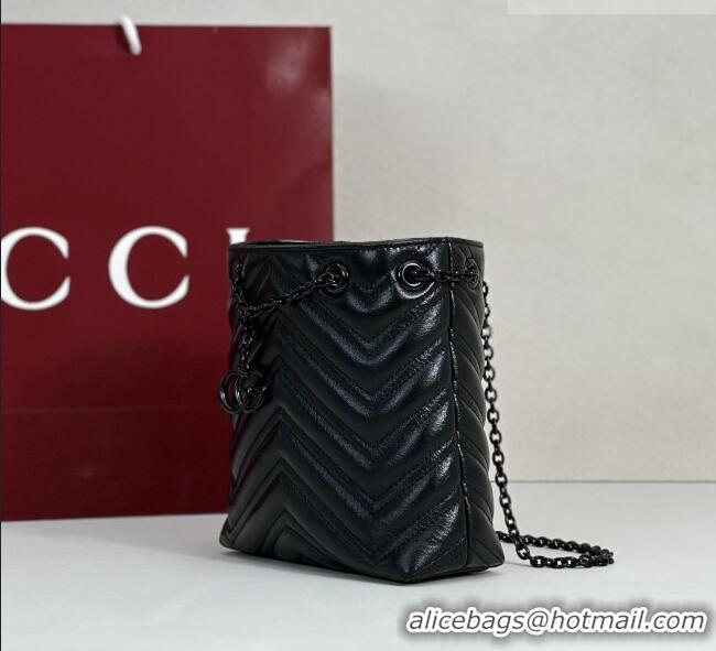 Best Grade Gucci GG Marmont Leather nano bucket bag 856404 Black 2026