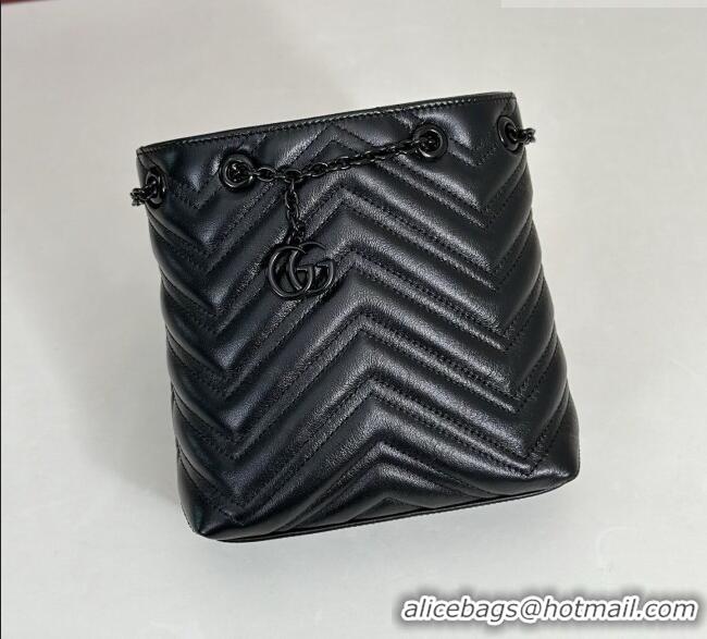 Best Grade Gucci GG Marmont Leather nano bucket bag 856404 Black 2026