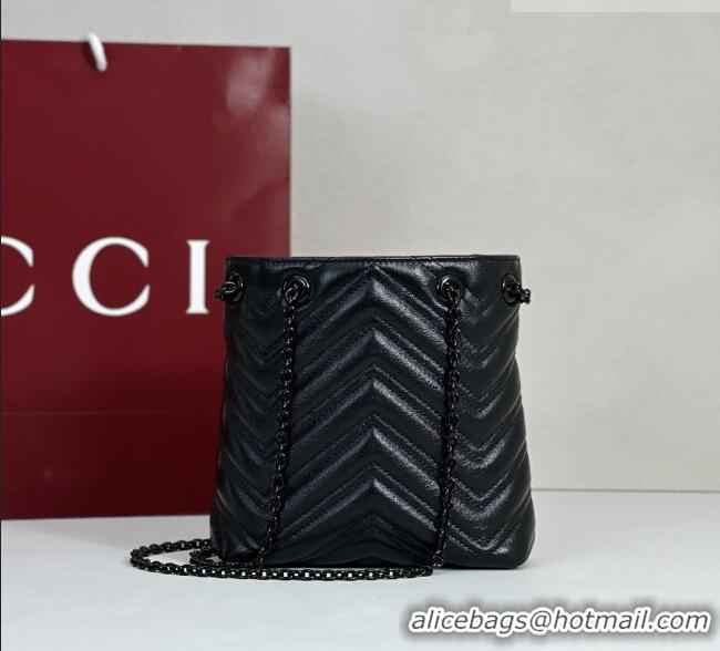 Best Grade Gucci GG Marmont Leather nano bucket bag 856404 Black 2026
